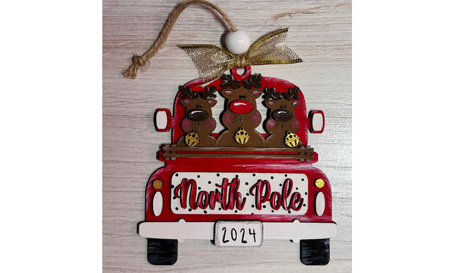 DIY North Pole Reindeer in Vintage Truck Ornament Kit