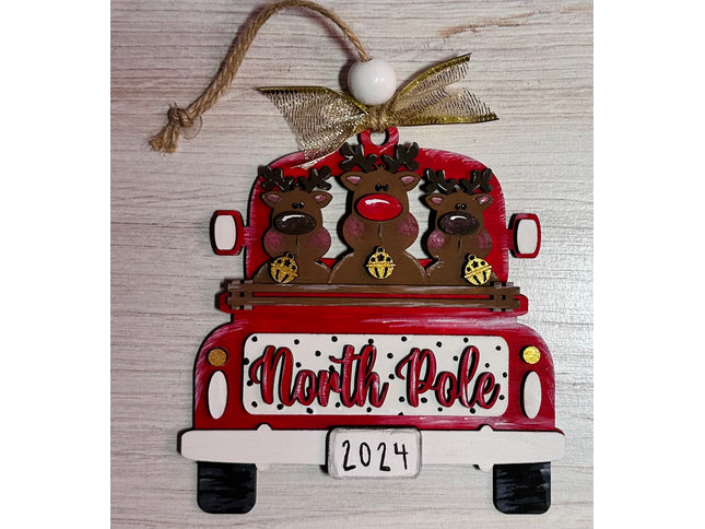 DIY North Pole Reindeer in Vintage Truck Ornament Kit