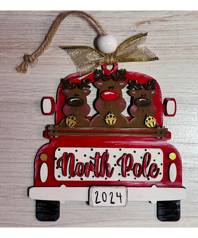 DIY North Pole Reindeer in Vintage Truck Ornament Kit