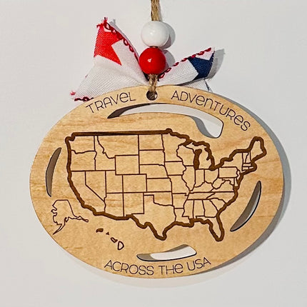 Travel USA Ornament, States Visited Ornament, US Travel Map, USA Map, Travel Ornament, Places Travel, Travel Tracker, Family Trip Ornament