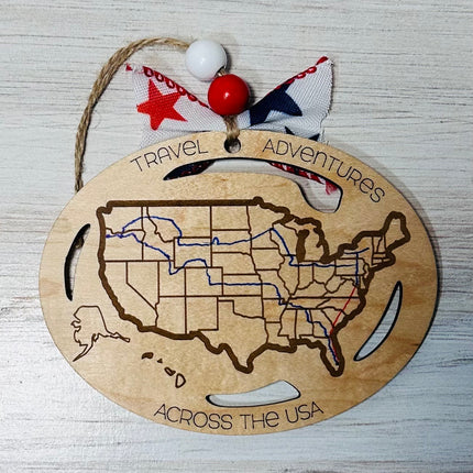Travel USA Ornament, States Visited Ornament, US Travel Map, USA Map, Travel Ornament, Places Travel, Travel Tracker, Family Trip Ornament