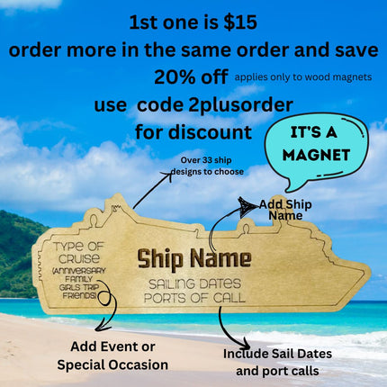 Cruise Door Magnet, Cruise Door Decoration, Personalized Cruise Ship Wood Magnet, Cruise Tracker