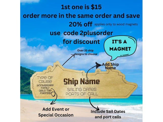 Cruise Door Magnet, Cruise Door Decoration, Personalized Cruise Ship Wood Magnet, Cruise Tracker