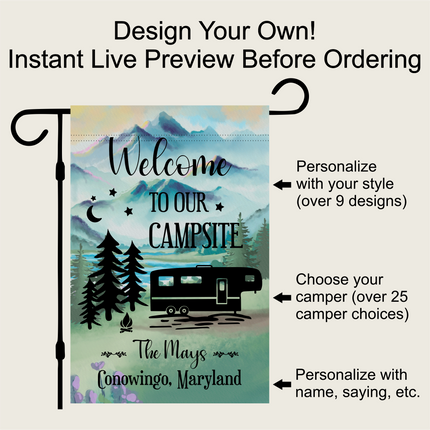 Camper garden Flag, Custom Outdoor Camper Decoration, Personalized Campsite Garden Flag, Gift for Camper