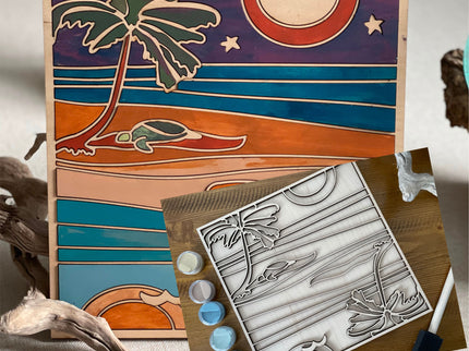 Beach Reflection Landscape DyI Paint Kit