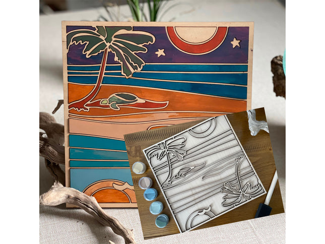 Beach Reflection Landscape DyI Paint Kit