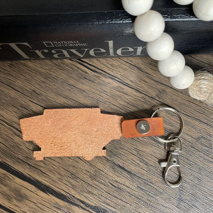 Pop-up Tent Trailer leather keychain
