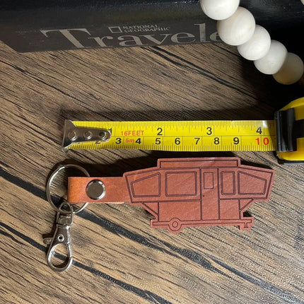 Pop-up Tent Trailer leather keychain