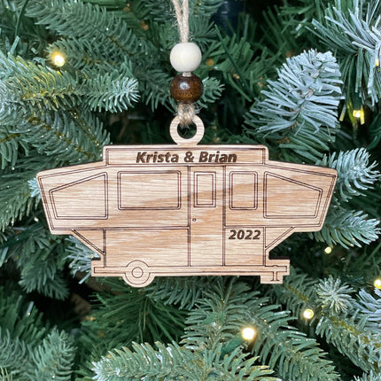 Popup tent Trailer Holiday tree ornament