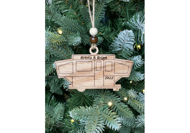 Popup tent Trailer Holiday tree ornament