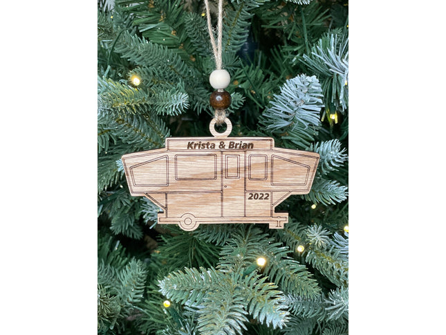 Popup tent Trailer Holiday tree ornament