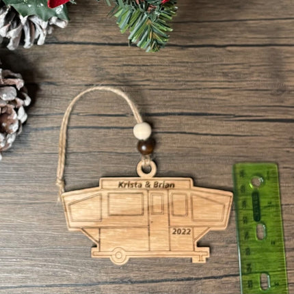 Popup tent Trailer Holiday tree ornament