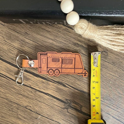 Pull Travel Trailer leather keychain