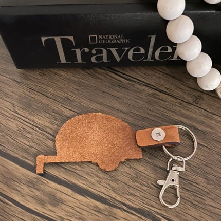 Retro Camper leather keychain