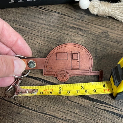 Retro Camper leather keychain
