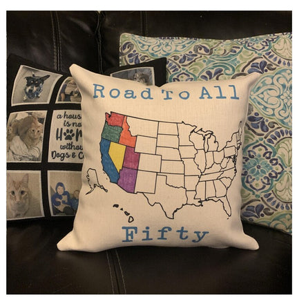 Road To All 50 Travel pillow cover