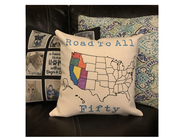 Road To All 50 Travel pillow cover