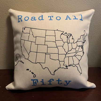 Road To All 50 Travel pillow cover