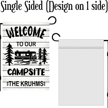 Camper Flag, Welcome to our campsite garden flag, camper outdoor decor, Personalized camp sign, Camper Essentials, Camping Gift, RV Decor