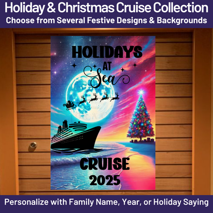 Holiday Cruise Ship Door Sign, Personalized Magnetic Cruise Banner, Custom Christmas Cruise Decoration