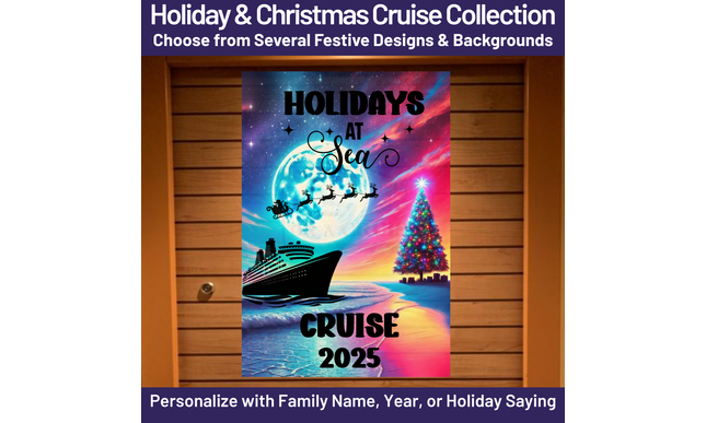 Holiday Cruise Ship Door Sign, Personalized Magnetic Cruise Banner, Custom Christmas Cruise Decoration