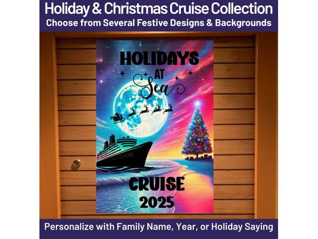 Holiday Cruise Ship Door Sign, Personalized Magnetic Cruise Banner, Custom Christmas Cruise Decoration