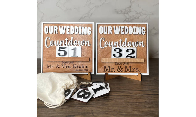 Wedding countdown wood sign