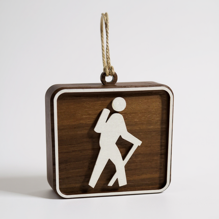 Hiker Ornament, National Park Trail Sign, Gift For Female, Outdoor Adventure, Christmas Tree Decor, Personalized Gift Keepsake