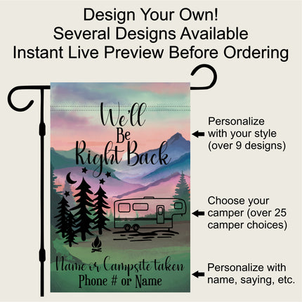Camper garden Flag, Personalized Camping sign, outdoor campsite decoration, Camping Gift, Campsite Flag