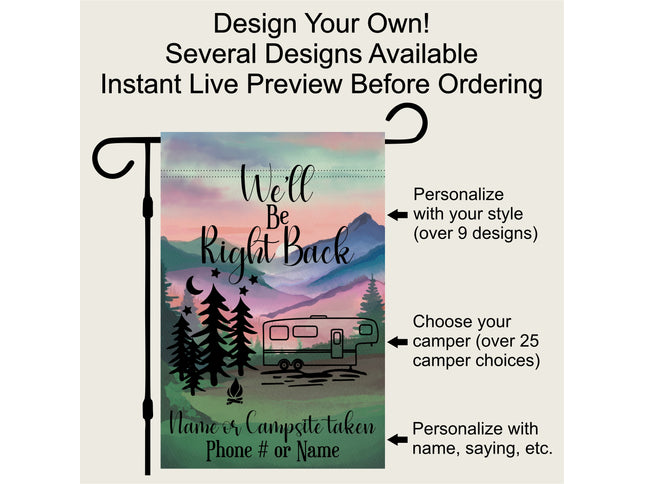 Camper garden Flag, Personalized Camping sign, outdoor campsite decoration, Camping Gift, Campsite Flag