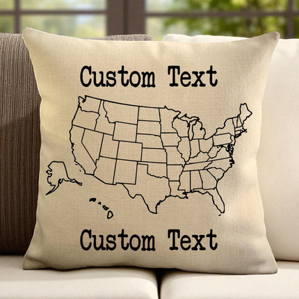 Custom USA linen pillow cover, Road Trip Gift, Unique gift for traveler