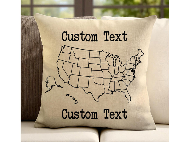 Custom USA linen pillow cover, Road Trip Gift, Unique gift for traveler