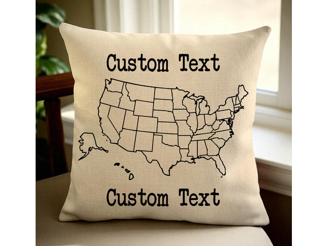 Custom USA linen pillow cover, Road Trip Gift, Unique gift for traveler