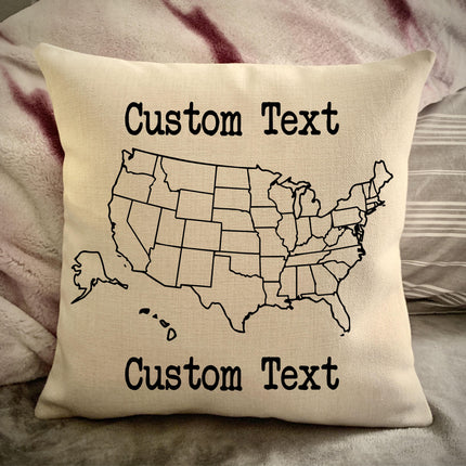 Custom USA linen pillow cover, Road Trip Gift, Unique gift for traveler
