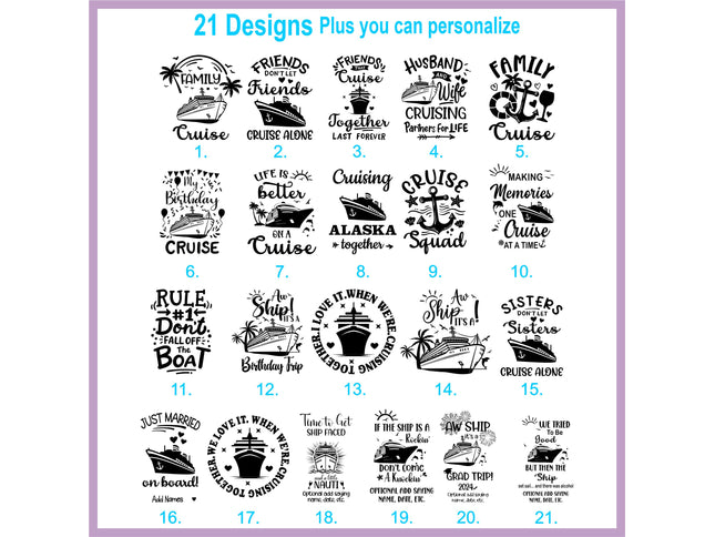 Designs available for the listing including friends, family, anniversary, graduation, and more designs