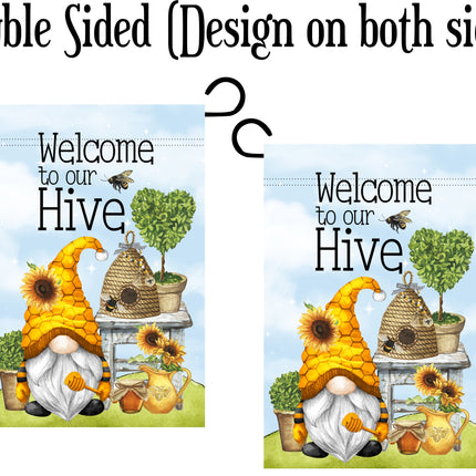 Gnome Garden Flag, Spring Yard Sign, Summer Gnome Yard Sign, Outdoor Welcome Garden Flag
