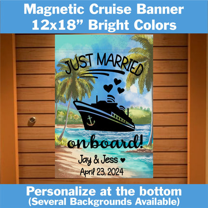 Magnetic Cruise Ship Door Decoration, Personalized Just Married on Board banner decor,  besties Gift, Stateroom sign, Trip