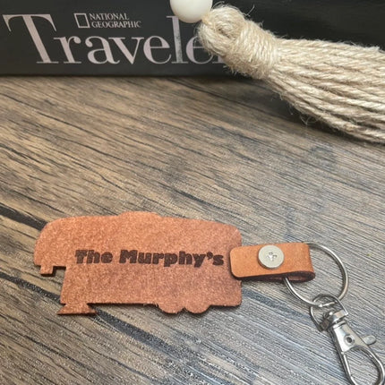 Fifth wheel trailer leather keychain