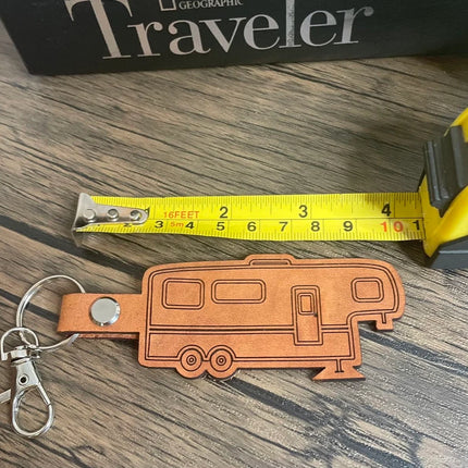 Fifth wheel trailer leather keychain