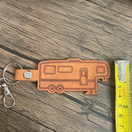 Fifth wheel trailer leather keychain