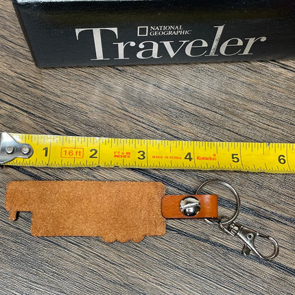 Horse trailer leather keychain