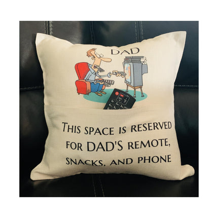 Custom pillow cover fathers day gift - TV Remote control holder - Dad pillow with pockets - Pillow Funny gift - TV remote pillow pocket