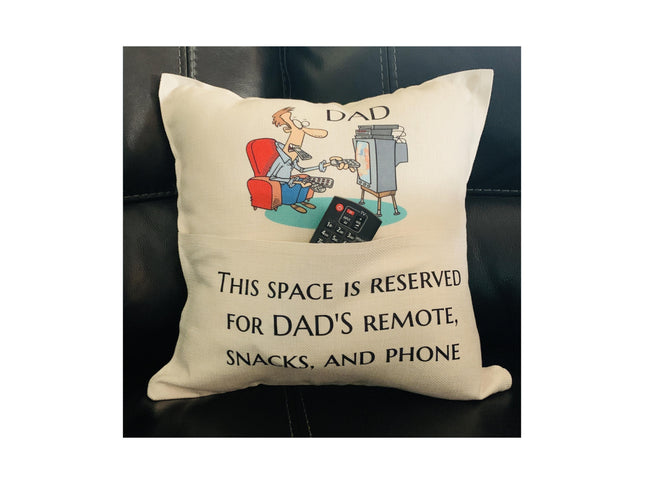 Custom pillow cover fathers day gift - TV Remote control holder - Dad pillow with pockets - Pillow Funny gift - TV remote pillow pocket