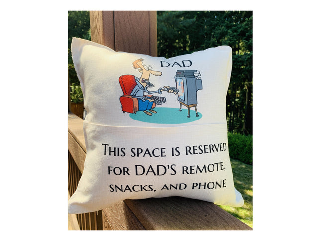 Custom pillow cover fathers day gift - TV Remote control holder - Dad pillow with pockets - Pillow Funny gift - TV remote pillow pocket