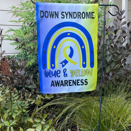 Down Syndrome Awareness, Down Syndrome support ribbon sign, Blue and Yellow Down Syndrome Rainbow Flag, T21 Trisomy 21 lucky mama, Lucky Few