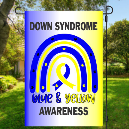 Down Syndrome Awareness, Down Syndrome support ribbon sign, Blue and Yellow Down Syndrome Rainbow Flag, T21 Trisomy 21 lucky mama, Lucky Few