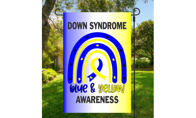 Down Syndrome Awareness, Down Syndrome support ribbon sign, Blue and Yellow Down Syndrome Rainbow Flag, T21 Trisomy 21 lucky mama, Lucky Few