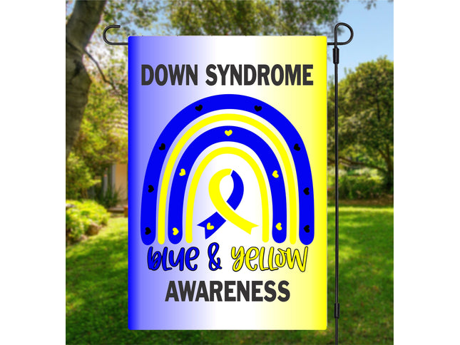 Down Syndrome Awareness, Down Syndrome support ribbon sign, Blue and Yellow Down Syndrome Rainbow Flag, T21 Trisomy 21 lucky mama, Lucky Few