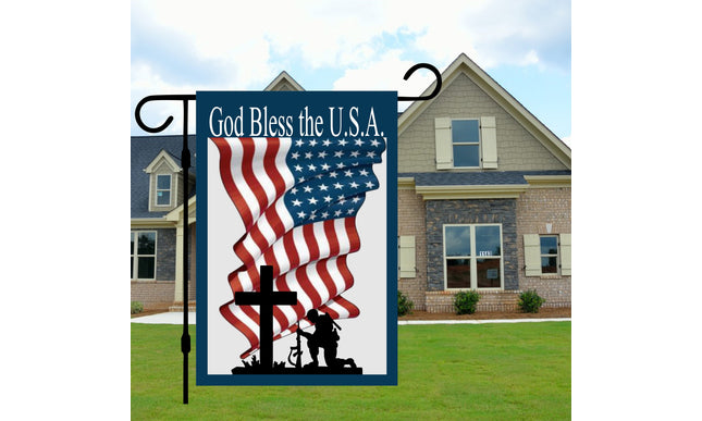 USA Military Soldier Patriotic Garden Flag - In memory Veteran memorial grave sign - 4th of July Banner- God Bless the USA Yard decor