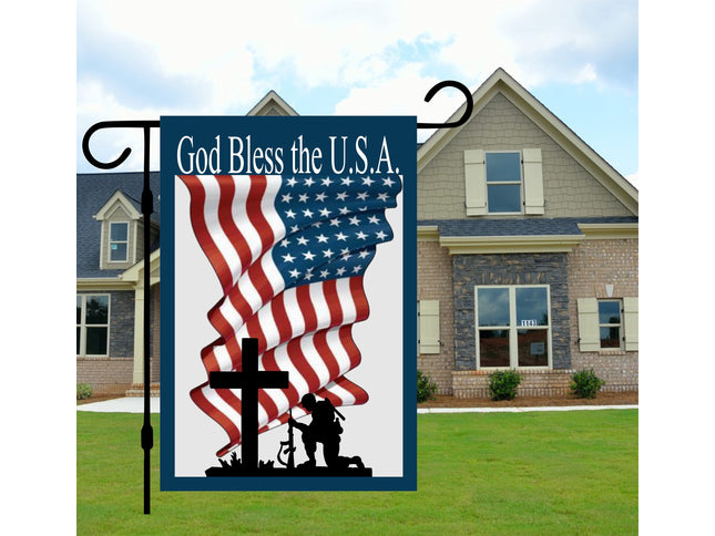 USA Military Soldier Patriotic Garden Flag - In memory Veteran memorial grave sign - 4th of July Banner- God Bless the USA Yard decor